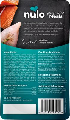 Show full view: Nulo Gently Cooked Meals Salmon & Chicken Wet Cat Food, 3.5-oz pouch, case of 24 slide 3 of 8