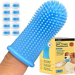 Jasper 360 Dog Finger Toothbrush & Storage Case, Blue, 10 count slide 1 of 7