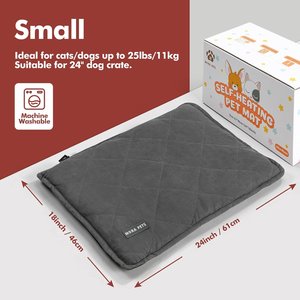 Mora Pets Self-Warming Pet Bed with Removable Cover, Grey, Small