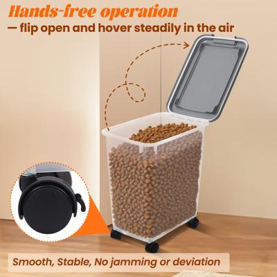 Show full view: Heeyoo Clear Plastic Dog, Cat & Bird Food Storage Container with Wheels & Snap-Lid Seal, Grey slide 9 of 10