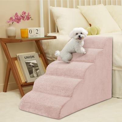 Show full view: Niubya High Density Foam Extra Wide Non-Slip Dog Stairs, Pink, 5 steps slide 8 of 8