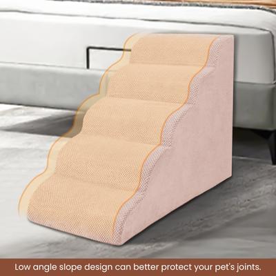 Show full view: Niubya High Density Foam Extra Wide Non-Slip Dog Stairs, Pink, 5 steps slide 5 of 8