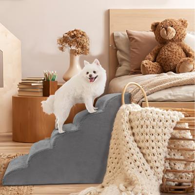 Show full view: Niubya High Density Foam Extra Wide Non-Slip Dog Stairs, Grey, 5 steps slide 2 of 8