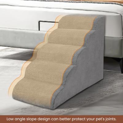 Show full view: Niubya High Density Foam Extra Wide Non-Slip Dog Stairs, Grey, 5 steps slide 7 of 8