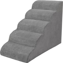 Niubya High Density Foam Extra Wide Non-Slip Dog Stairs, Grey, 5 steps
