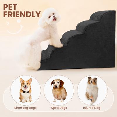 Show full view: Niubya High Density Foam Extra Wide Non-Slip Dog Stairs, Black, 5 steps slide 4 of 8