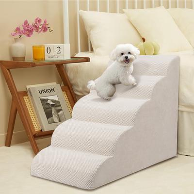 Show full view: Niubya High Density Foam Extra Wide Non-Slip Dog Stairs, White, 5 steps slide 8 of 8
