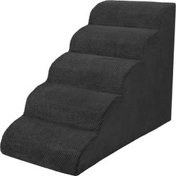 Niubya High Density Foam Extra Wide Non-Slip Dog Stairs, Black, 5 steps