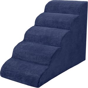 Niubya High Density Foam Extra Wide Non-Slip Dog Stairs, Navy, 5 steps