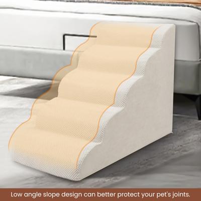 Show full view: Niubya High Density Foam Extra Wide Non-Slip Dog Stairs, White, 5 steps slide 7 of 8