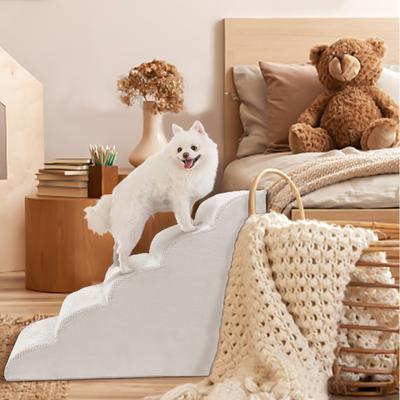 Show full view: Niubya High Density Foam Extra Wide Non-Slip Dog Stairs, White, 5 steps slide 2 of 8