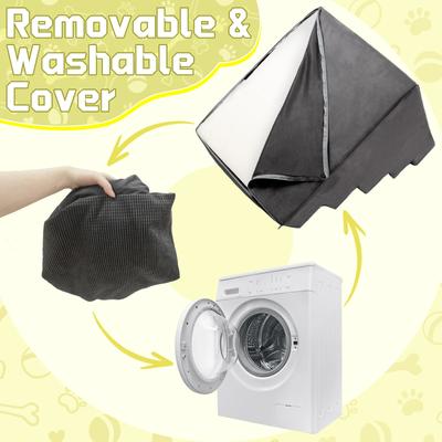 Show full view: Niubya High Bed & Couch Dog Stairs for Small Dogs with Non-Slip & Removable Washable Cover, Grey, 5-Step slide 6 of 7