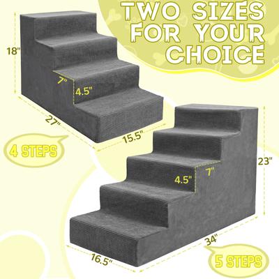 Show full view: Niubya High Bed & Couch Dog Stairs for Small Dogs with Non-Slip & Removable Washable Cover, Grey, 4-Step slide 3 of 8
