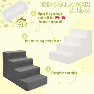 Show full view: Niubya High Bed & Couch Dog Stairs for Small Dogs with Non-Slip & Removable Washable Cover, Grey, 4-Step slide 6 of 8