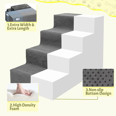 Show full view: Niubya High Bed & Couch Dog Stairs for Small Dogs with Non-Slip & Removable Washable Cover, Grey, 4-Step slide 4 of 8