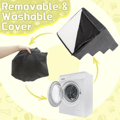 Show full view: Niubya High Bed & Couch Dog Stairs for Small Dogs with Non-Slip & Removable Washable Cover, Grey, 4-Step slide 7 of 8