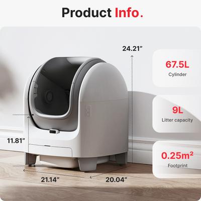 Show full view: Pet Marvel C1 Open Top Smart WiFi Self-Cleaning Cat Litter Box, White slide 6 of 7