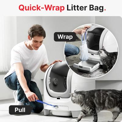 Show full view: Pet Marvel C1 Open Top Smart WiFi Self-Cleaning Cat Litter Box, White slide 4 of 7