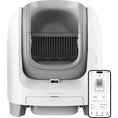 Pet Marvel Pet Marvel C1 Open Top Smart WiFi Self-Cleaning Cat Litter Box, White