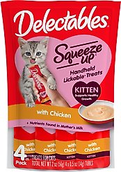 Hartz Delectables Squeeze Up Complete & Balanced Chicken Lickable Kitten Treats, 0.5-oz tube, 4 count