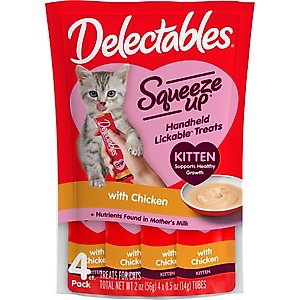 Hartz Delectables Squeeze Up Complete & Balanced Chicken Lickable Kitten Treats, 0.5-oz tube, 4 count