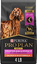 Purina Pro Plan Sensitive Skin & Stomach 7+ Salmon & Rice Formula Dry Dog Food, 4-lb bag