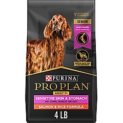 Purina Pro Plan Sensitive Skin & Stomach 7+ Salmon & Rice Formula Dry Dog Food, 4-lb bag