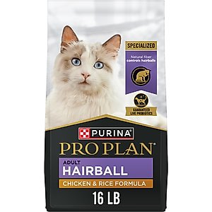 Purina Pro Plan Adult Hairball Chicken & Rice Formula Dry Cat Food, 16-lb bag