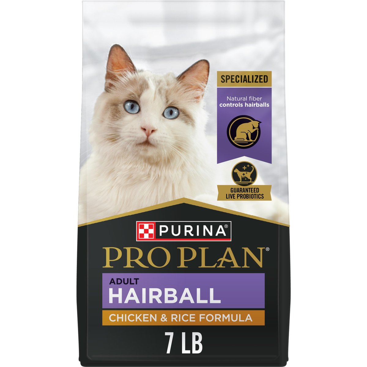 Purina Pro Plan Hairball Management Chicken & Rice Cat Food, 7-lb
