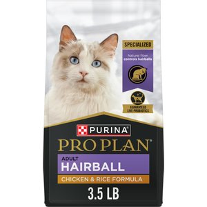 Purina Pro Plan Adult Hairball Chicken & Rice Formula Dry Cat Food, 3.5-lb bag