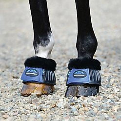 WeatherBeeta Tough-Tec Prime Fleece Trim Rubber Bell Horse Boots, Black/Cobalt, Large