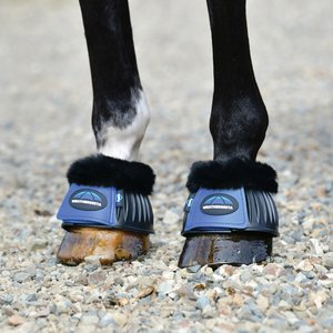 WeatherBeeta Tough-Tec Prime Fleece Trim Rubber Bell Horse Boots, Black/Cobalt, Large