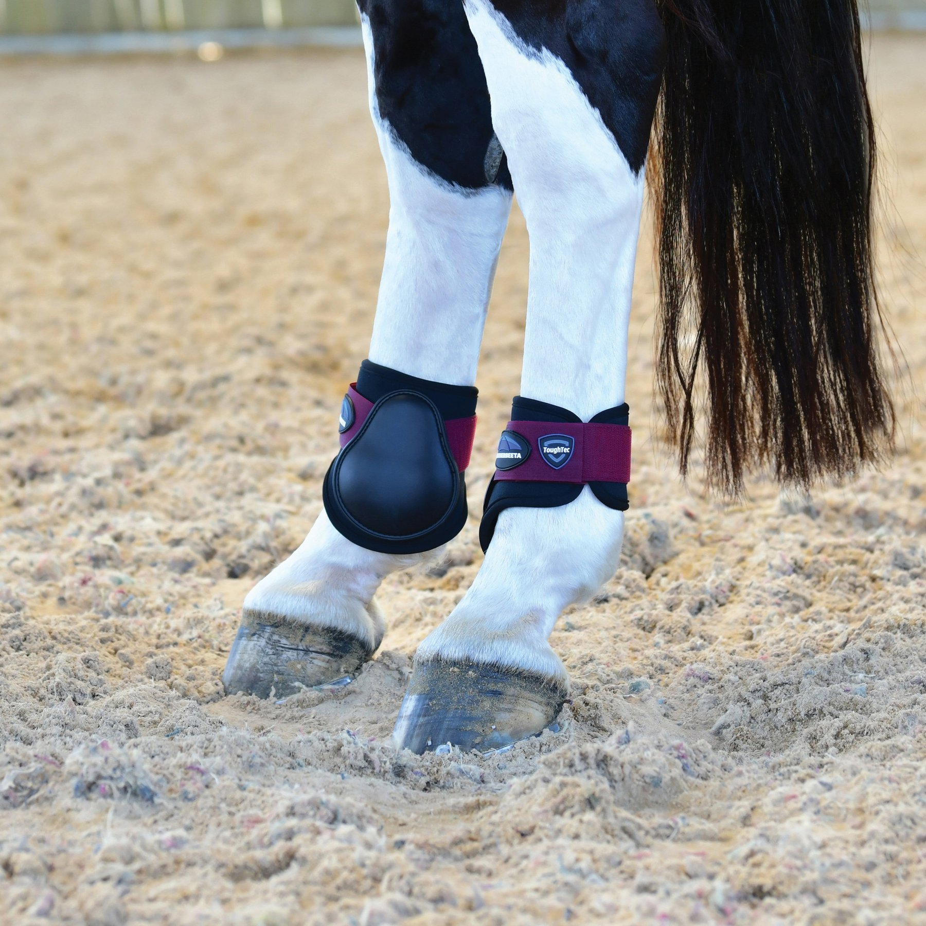WeatherBeeta Tough-Tec Prime Fetlock Horse Boots, Black/Burgundy, Large