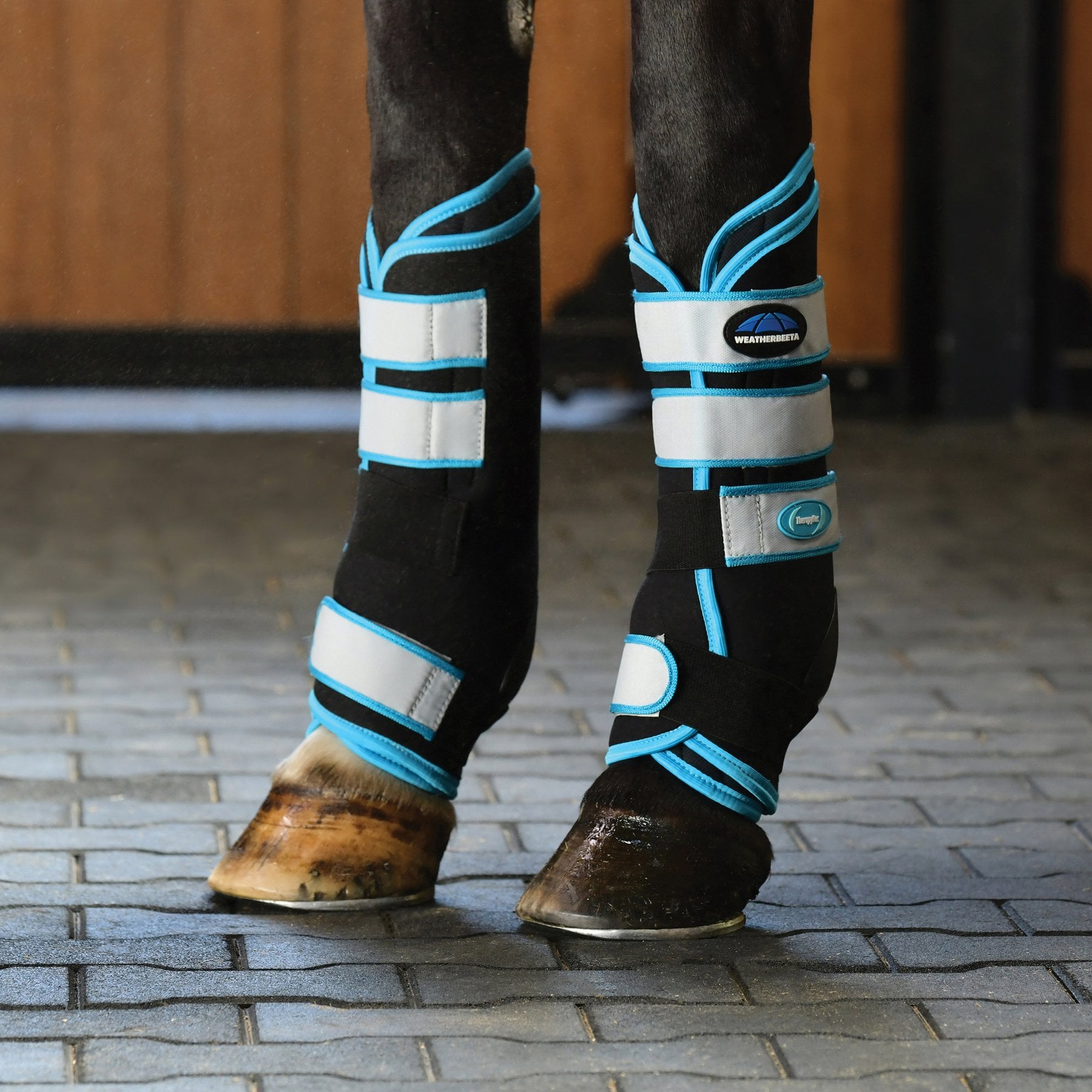 WeatherBeeta Therapy-Tec Stable Boot Horse Wraps, Black/Blue, Large