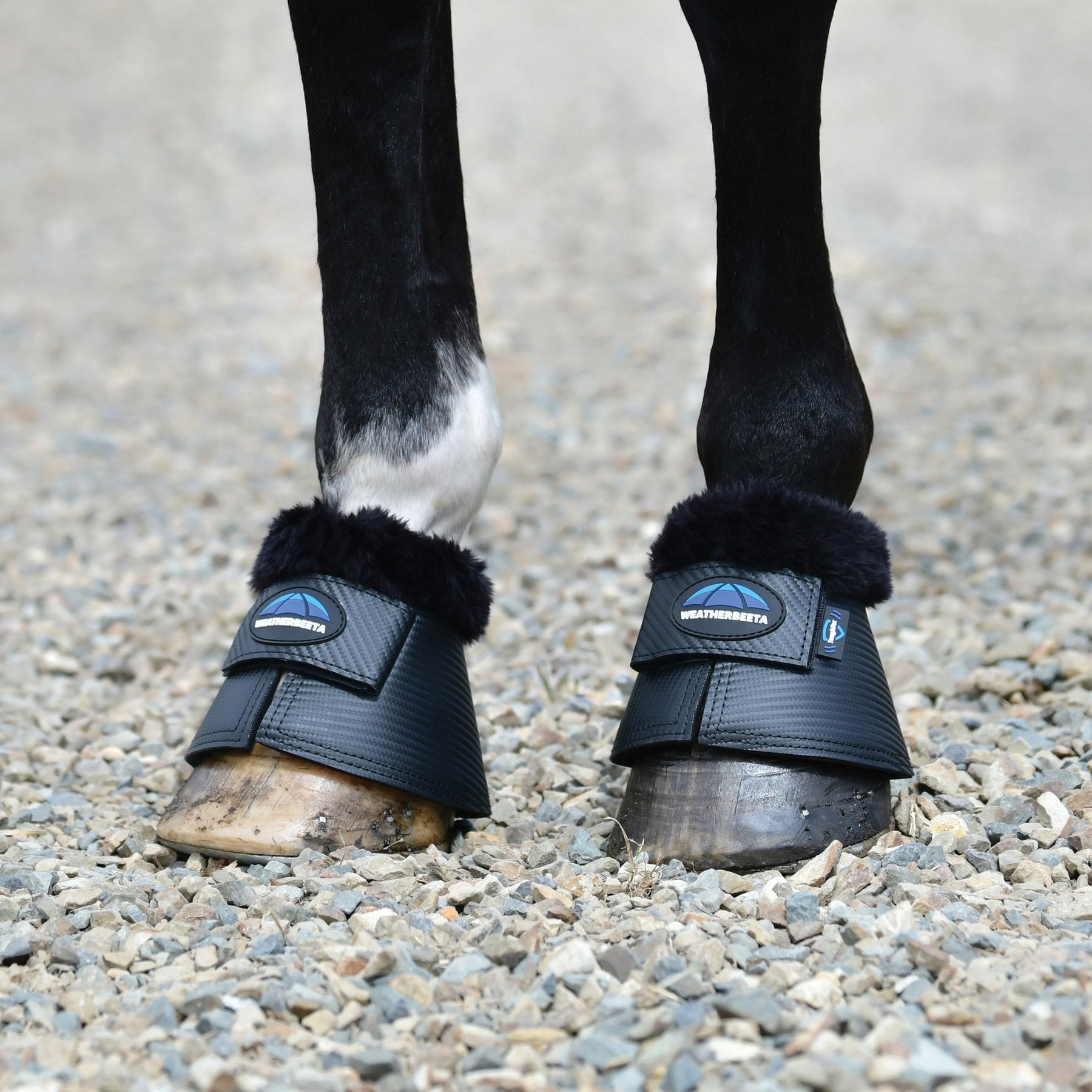 WeatherBeeta Tough-Tec Fleece Trim Bell Horse Boots, Black, Medium