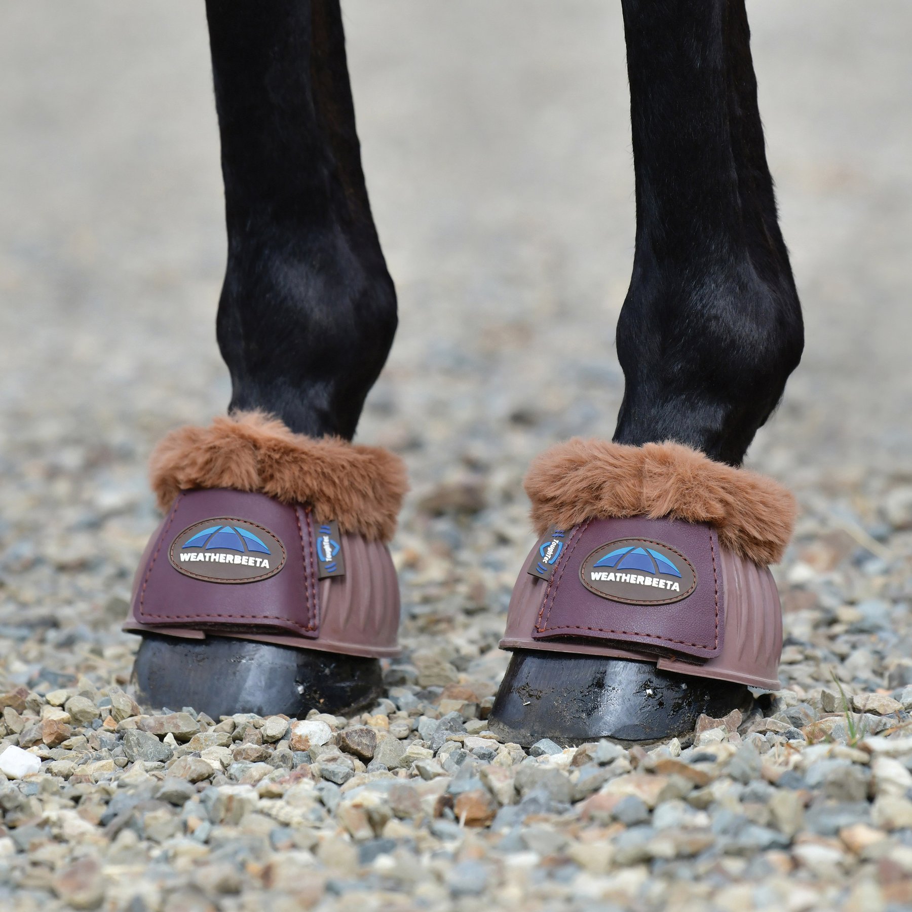WeatherBeeta Tough-Tec Prime Fleece Trim Rubber Bell Horse Boots, Brown/Brown, Medium