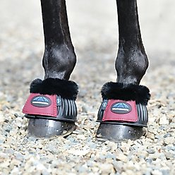 WeatherBeeta Tough-Tec Prime Fleece Trim Rubber Bell Horse Boots, Black/Burgundy, Medium