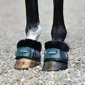 WeatherBeeta Tough-Tec Prime Fleece Trim Rubber Bell Horse Boots, Black/Forest Green, Large