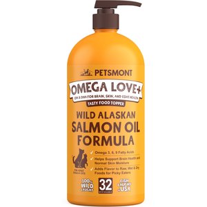 Petsmont Omega Love+ Wild Alaskan Salmon Oil Skin Dog Supplement, 32-fl oz bottle