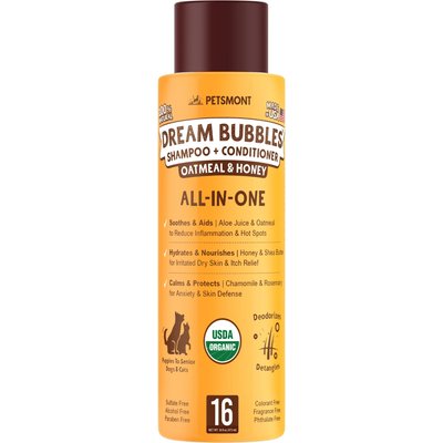 Petsmont Petsmont Dream Bubbles Organic 2-in-1 Dog Shampoo & Conditioner with Oatmeal & Honey, 16-fl oz bottle