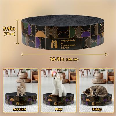 Show full view: Happy & Polly Double-Sided Round Cat Scratcher Bed Toy, Set of 2, Black/White slide 10 of 10