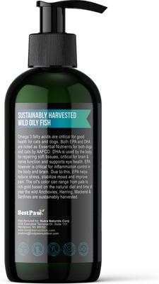 Show full view: Best Paw Nutrition Wild Omega Fish Oil Liquid Omega-3s Dog & Cat Supplement, 8-fl oz bottle slide 10 of 10