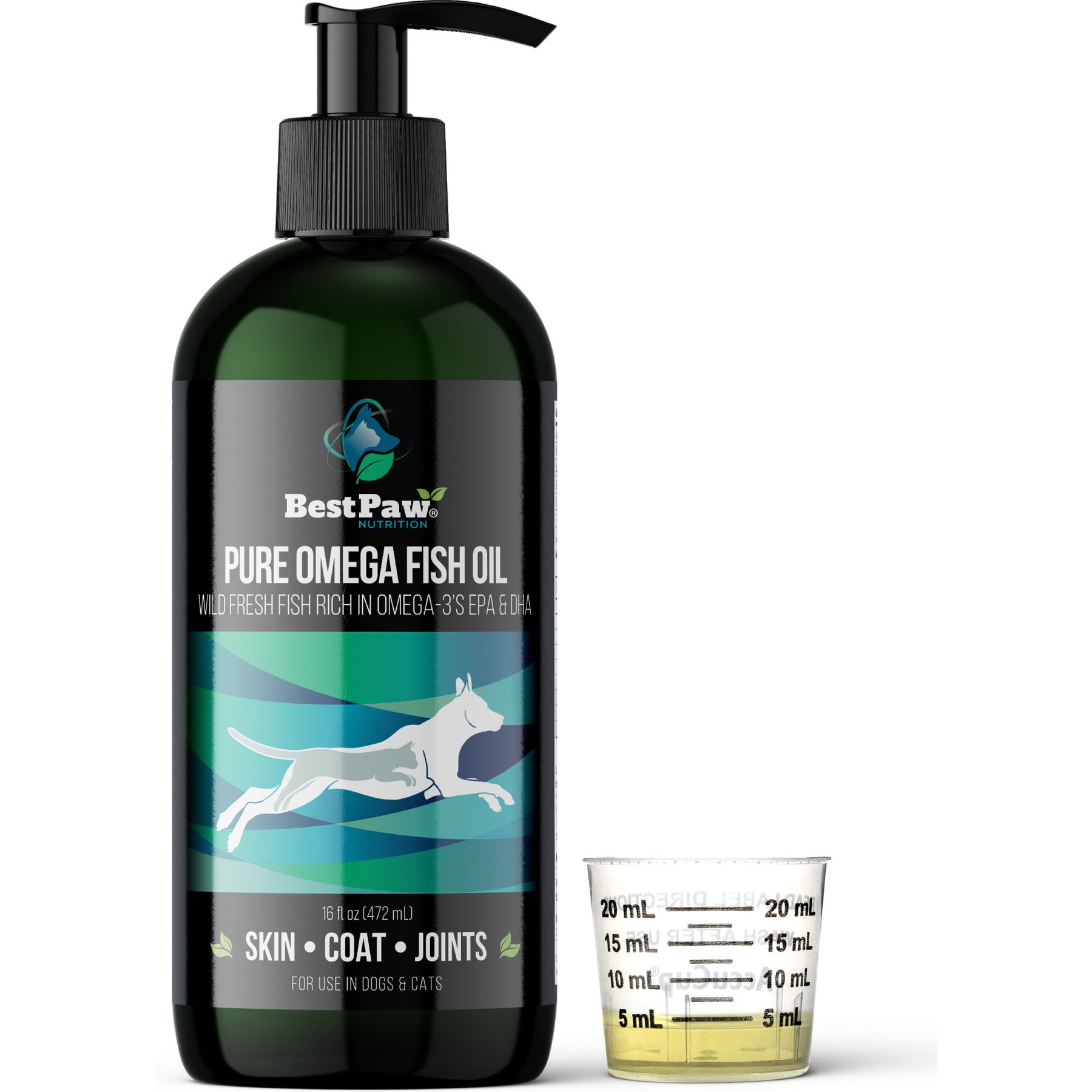 Best Paw Nutrition Wild Omega Fish Oil Liquid Omega-3s Dog & Cat Supplement, 16-fl oz bottle