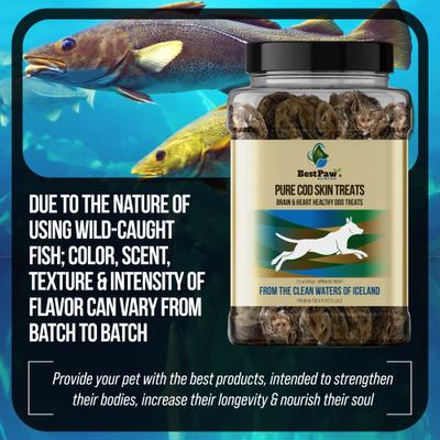 Show full view: Best Paw Nutrition Wild Pure Cod Skin Dog Treats, 7.2-oz jar slide 7 of 11