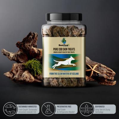 Show full view: Best Paw Nutrition Wild Pure Cod Skin Dog Treats, 7.2-oz jar slide 8 of 11