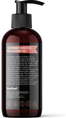 Show full view: Best Paw Nutrition Wild Salmon & Pollock Oil Liquid Omega-3s Dog & Cat Supplement, 8-fl oz bottle slide 10 of 11