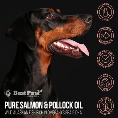 Show full view: Best Paw Nutrition Wild Salmon & Pollock Oil Liquid Omega-3s Dog & Cat Supplement, 8-fl oz bottle slide 9 of 11
