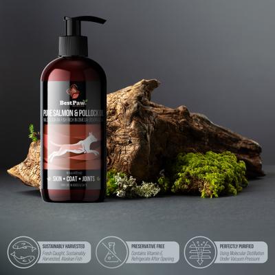 Show full view: Best Paw Nutrition Wild Salmon & Pollock Oil Liquid Omega-3s Dog & Cat Supplement, 16-fl oz bottle slide 8 of 11