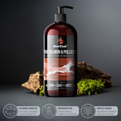 Show full view: Best Paw Nutrition Wild Salmon & Pollock Oil Liquid Omega-3s Dog & Cat Supplement, 32-fl oz bottle slide 8 of 11