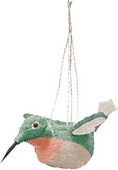 LIKHA Hummingbird 2.5-in Coco Coir Hanging Planter Pot, Green/White/Pink, 15 x 12.6 x 7.5-in